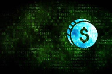 Para kavramı: dolar sikke dijital arka plan üzerinde