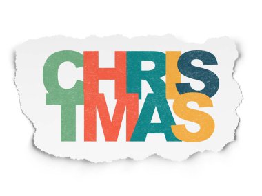 Tatil kavramı: Noel yırtılmış kağıt arka plan üzerinde