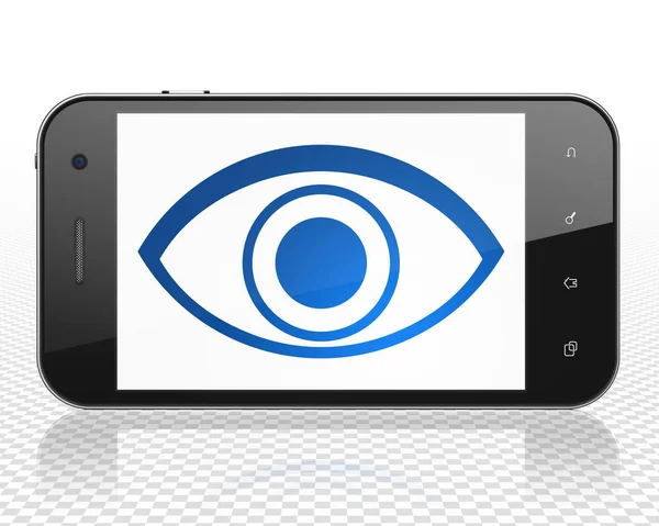Conceito de segurança: Smartphone com olho em exposição — Fotografia de Stock