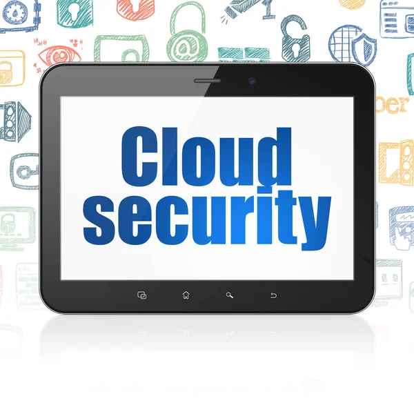 Concetto di sicurezza: Tablet Computer con Cloud Security in mostra — Foto Stock