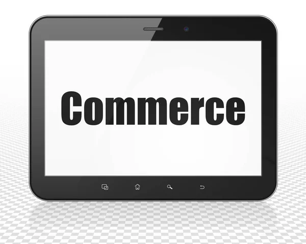 Pénzügyi fogalom: tabletta Pc számítógép, a kereskedelem, a kijelzőn — Stock Fotó