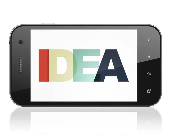 Advertising concept: Smartphone with Idea on  display — Stock Photo, Image