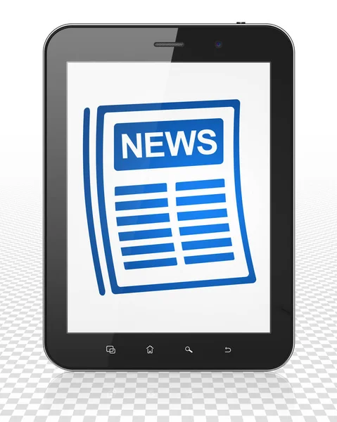 News concept: Tablet Pc Computer with Newspaper on display — Stock Photo, Image