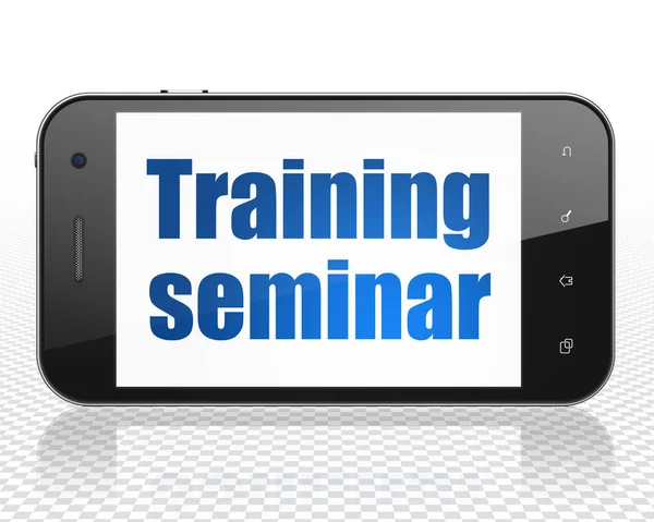 Concepto educativo: Smartphone con Seminario de Entrenamiento en pantalla — Foto de Stock