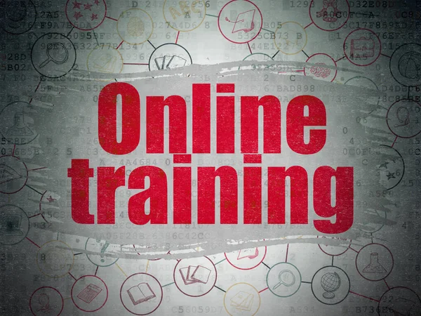 Conceito de aprendizagem: treinamento on-line sobre o fundo de papel de dados digitais — Fotografia de Stock