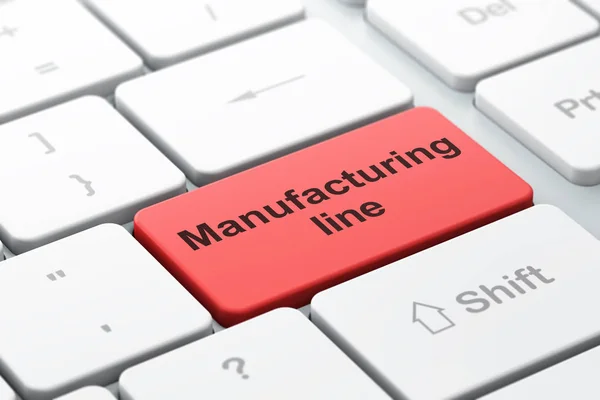 Manufacuring concept: productie lijn op computer toetsenbord achtergrond — Stockfoto