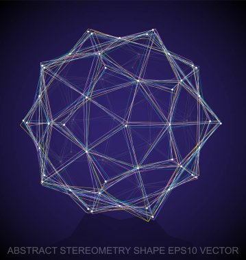 Abstract stereometry shape: Multicolor sketched Dodecahedron. Hand drawn 3D polygonal Dodecahedron. EPS 10, vector. clipart