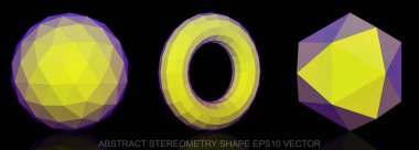 Soyut geometri şekil kümesi: sarı küçüğüdür, Torus, Octahedron. 3D poligonal nesneleri, Eps 10, vektör.