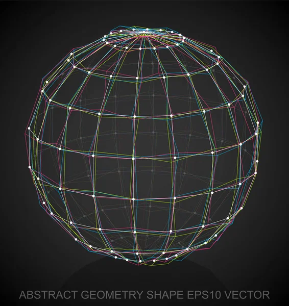 Forma geométrica abstrata: Esfera esboçada multicolorida. Esfera poligonal 3D desenhada à mão. EPS 10, vector . —  Vetores de Stock