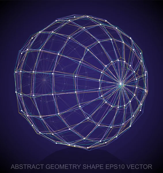 Forma estereométrica abstrata: Esfera esboçada multicolorida. Esfera poligonal 3D desenhada à mão. EPS 10, vector . —  Vetores de Stock