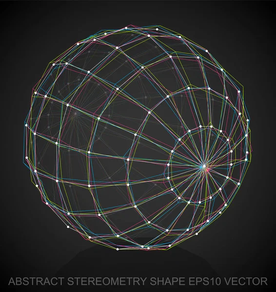 Αφηρημένο σχήμα γεωμετρία: πολύχρωμη σκιαγραφημένος σφαίρα. Χέρι που 3d πολυγωνικά σφαίρα. EPS 10, διάνυσμα. — Διανυσματικό Αρχείο