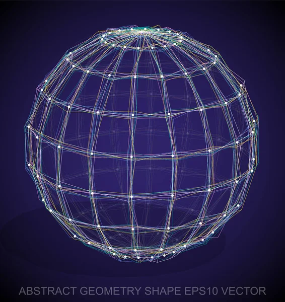 Forma estereométrica abstrata: Esfera esboçada multicolorida. Esfera poligonal 3D desenhada à mão. EPS 10, vector . —  Vetores de Stock
