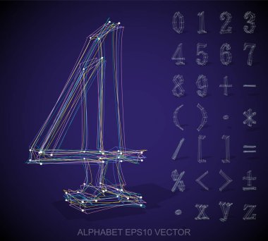 Bir taslağı sayılar ve matematiksel semboller vektör Illustration. 3d sayılar ve matematiksel semboller el çekilmiş.