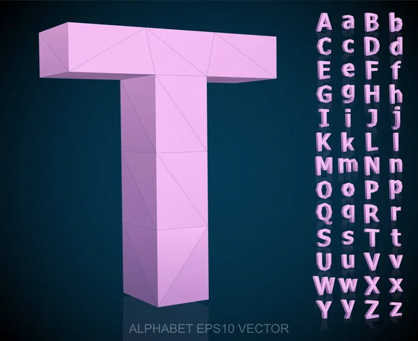 Conjunto de letras poligonales Pink 3D con reflexión. EPS 10 vector . — Archivo Imágenes Vectoriales