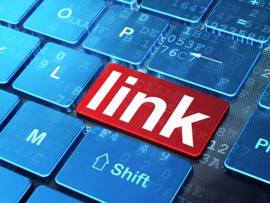 Web tasarım konsepti: Link bilgisayar klavye arka plan üzerinde