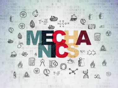 Bilim kavramı: mekanik dijital veri kağıt arka plan üzerinde