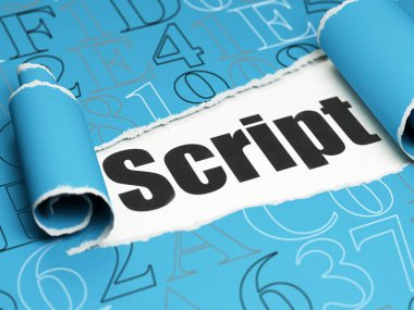 Yazılım kavramı: metin yırtık kağıt altında komut dosyası siyah