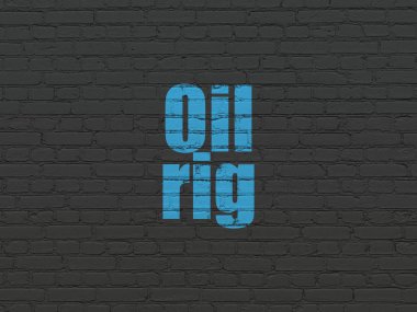 Manufacuring kavramı: duvar arka plan üzerinde petrol sondaj platformu