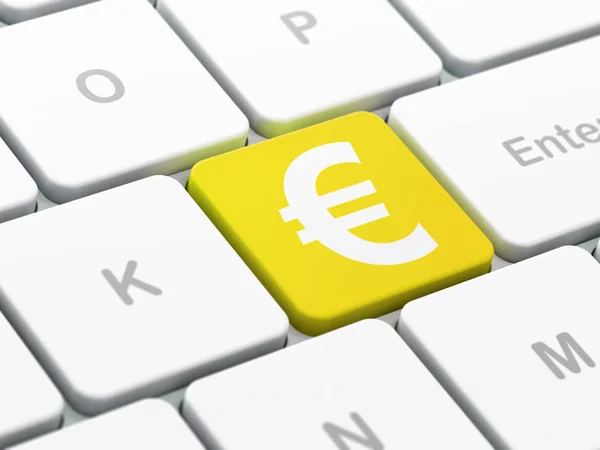 Concepto de moneda: Euro en el fondo del teclado del ordenador — Foto de Stock