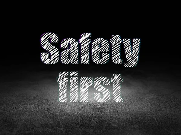 Privacy concept: Safety First in grunge dark room — Stock Photo, Image