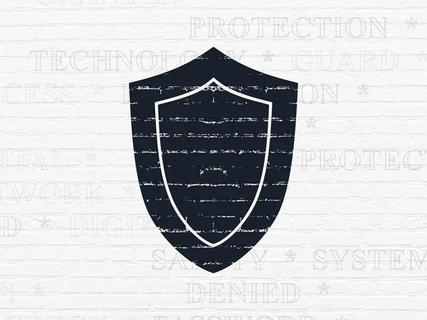 Concepto de privacidad: Escudo sobre fondo de pared — Foto de Stock