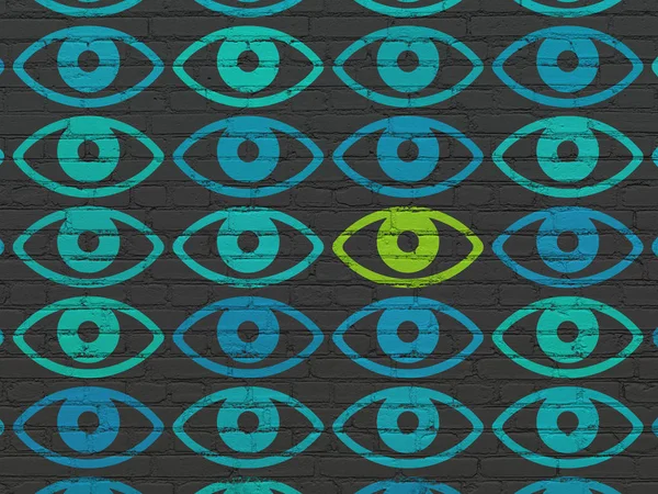 Privacy concept: eye icon on wall background — Stock Photo, Image