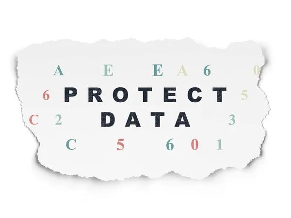 Concetto di sicurezza: proteggere i dati su sfondo carta strappata — Foto Stock