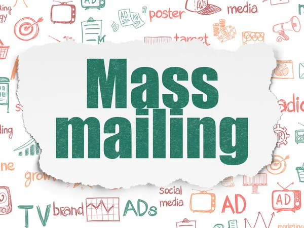 Reclame concept: massale Mailing op papier gescheurd achtergrond — Stockfoto
