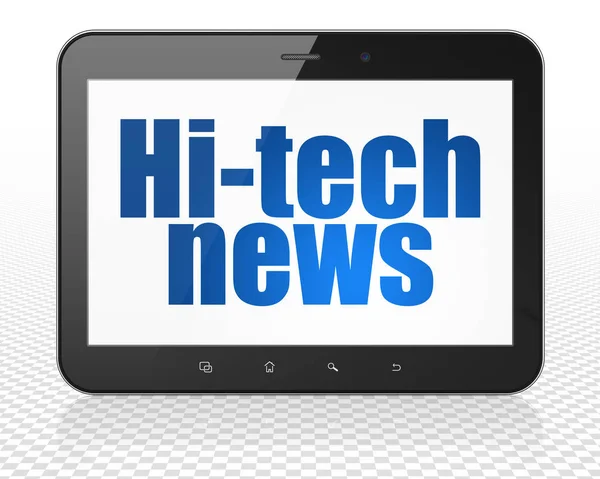 Concepto de noticias: Tablet PC Computer con noticias de alta tecnología en pantalla —  Fotos de Stock