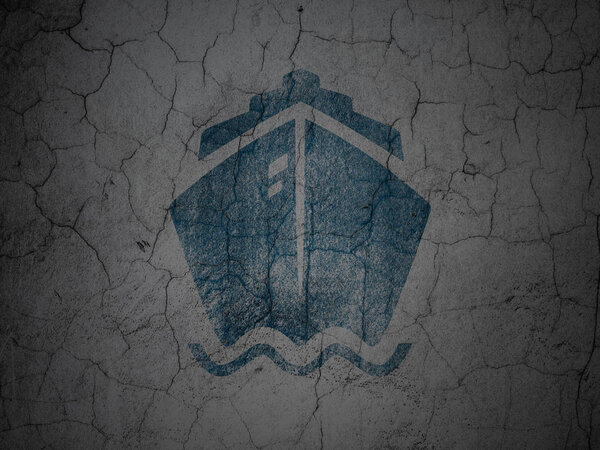 Travel concept: Ship on grunge wall background