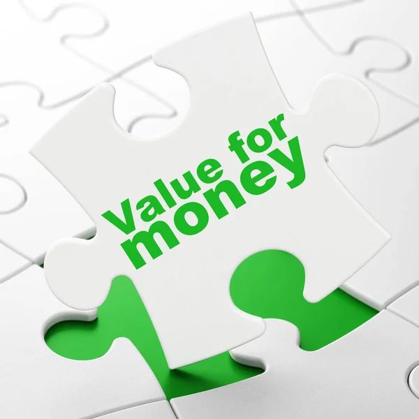Peníze koncept: hodnota za peníze na pozadí puzzle — Stock fotografie