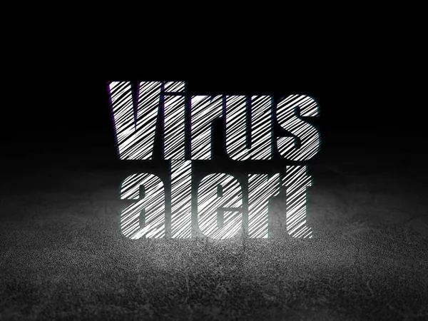 Conceito de proteção: Alerta de vírus no quarto escuro grunge — Fotografia de Stock