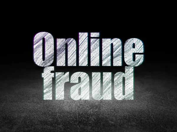 Концепция безопасности: онлайн мошенничество в гранж темной комнате — стоковое фото
