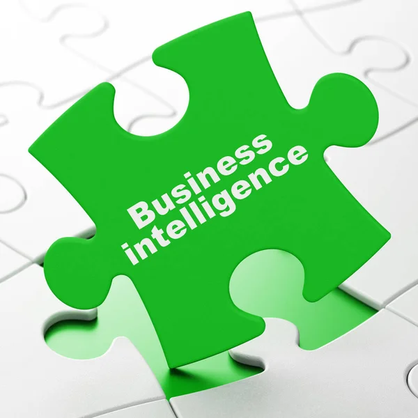 Affärsidé: Business Intelligence på pussel bakgrund — Stockfoto