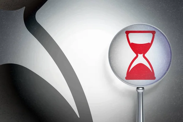 Tidslinje begrepp: timglas med optiska glas på digital bakgrund — Stockfoto