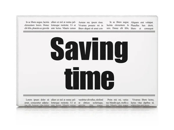 Tidslinje begrepp: tidningsrubrik sparar tid — Stockfoto
