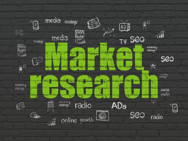 Werbekonzept: Marktforschung auf Wandhintergrund — Stockfoto