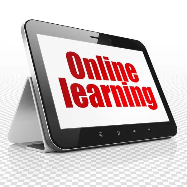Концепция обучения: планшетный компьютер с онлайн обучением на дисплее — стоковое фото