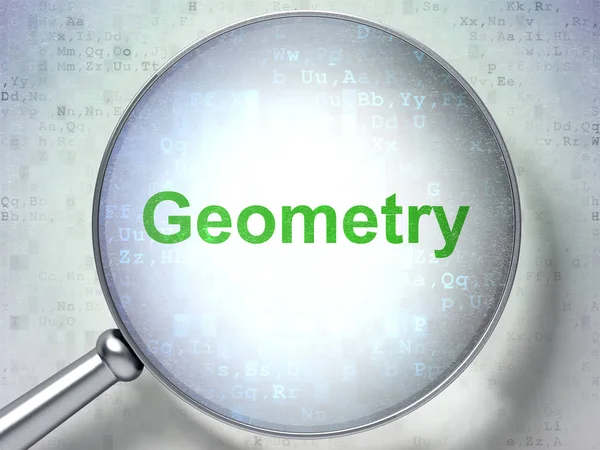 Education concept: Geometry with optical glass — Stock Photo, Image