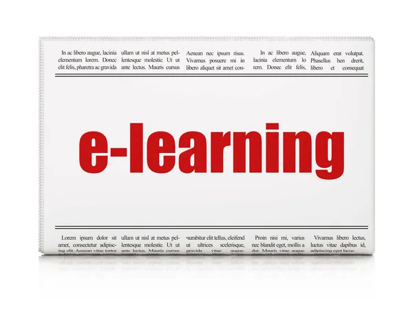 Studying concept: newspaper headline E-learning — Stock Photo, Image