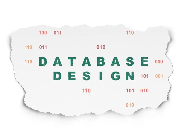 Concepto de programación: Diseño de base de datos sobre fondo de papel desgarrado —  Fotos de Stock