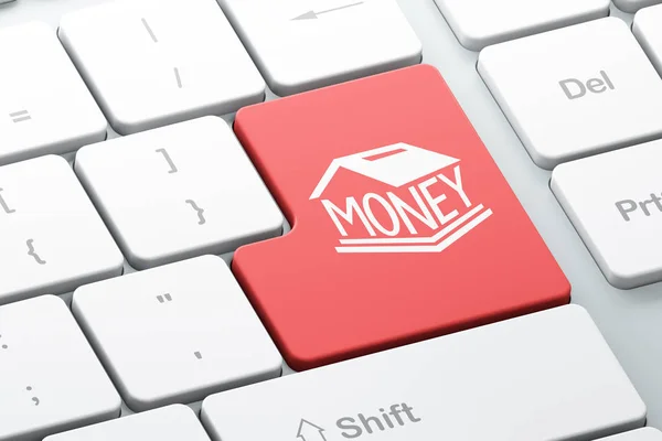 Money concept: Money Box on computer keyboard background — Stock Photo, Image