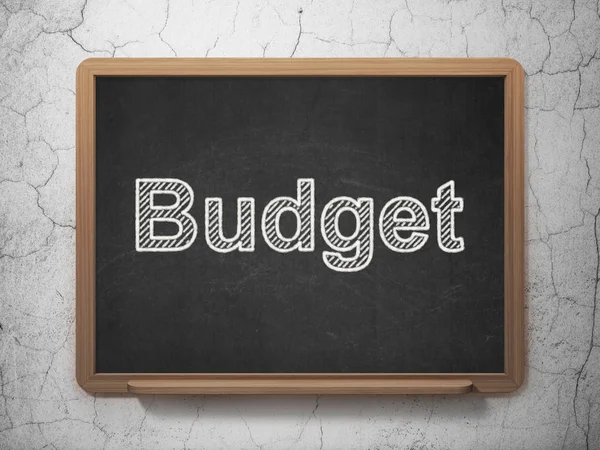 Valuta-konceptet: Budget på svarta tavlan bakgrund — Stockfoto