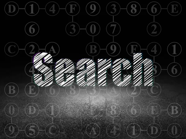 Web design concept: Search in grunge dark room