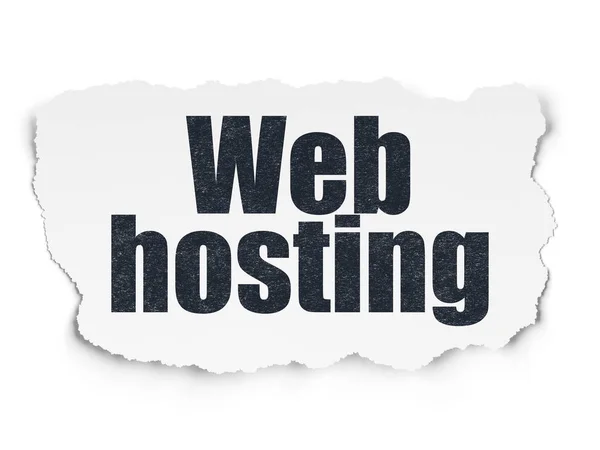 Koncepcja rozwoju sieci: Web Hosting na tle rozdarty papier — Zdjęcie stockowe