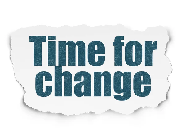 Έννοια του χρόνου: ώρα για αλλαγή σε φόντο σχισμένο χαρτί — Φωτογραφία Αρχείου