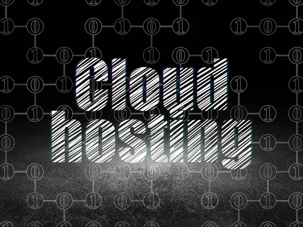 Cloud Computing Konzept: Cloud Hosting im Grunge Dark Room — Stockfoto