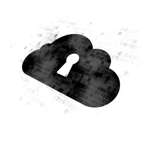 Cloud-Netzwerkkonzept: Cloud mit Schlüsselloch auf digitalem Hintergrund — Stockfoto