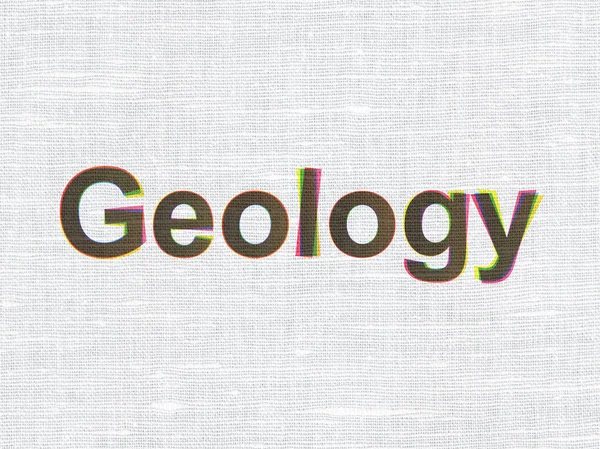 Leren concept: geologie op stof textuur achtergrond — Stockfoto