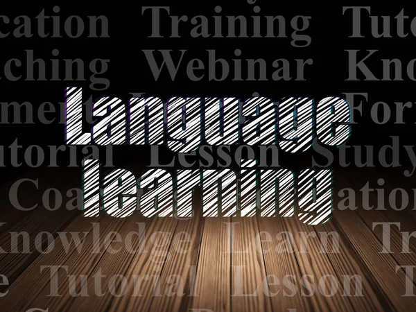 Concepto de estudio: aprendizaje de idiomas en sala oscura grunge — Foto de Stock